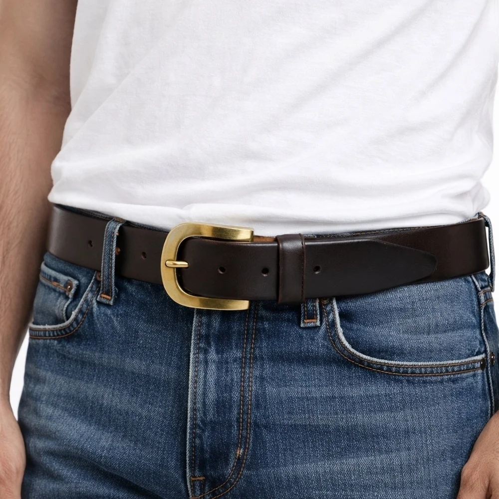 Vintage Soft Steerhide Brown Leather Belt 36